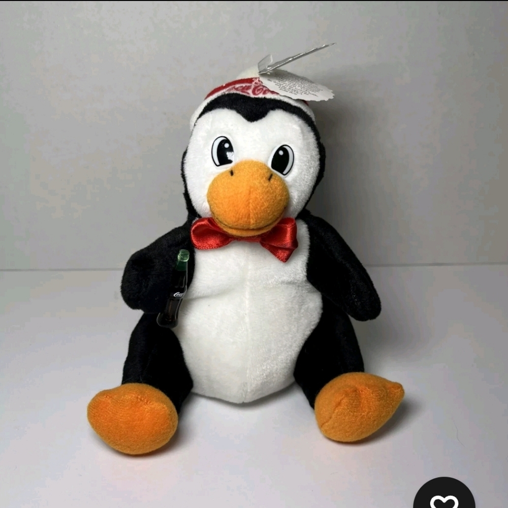 Coca-Cola Penguin in Snowflake Cap 1997 Vintage Style #0103 Stuffed Animal Toy
